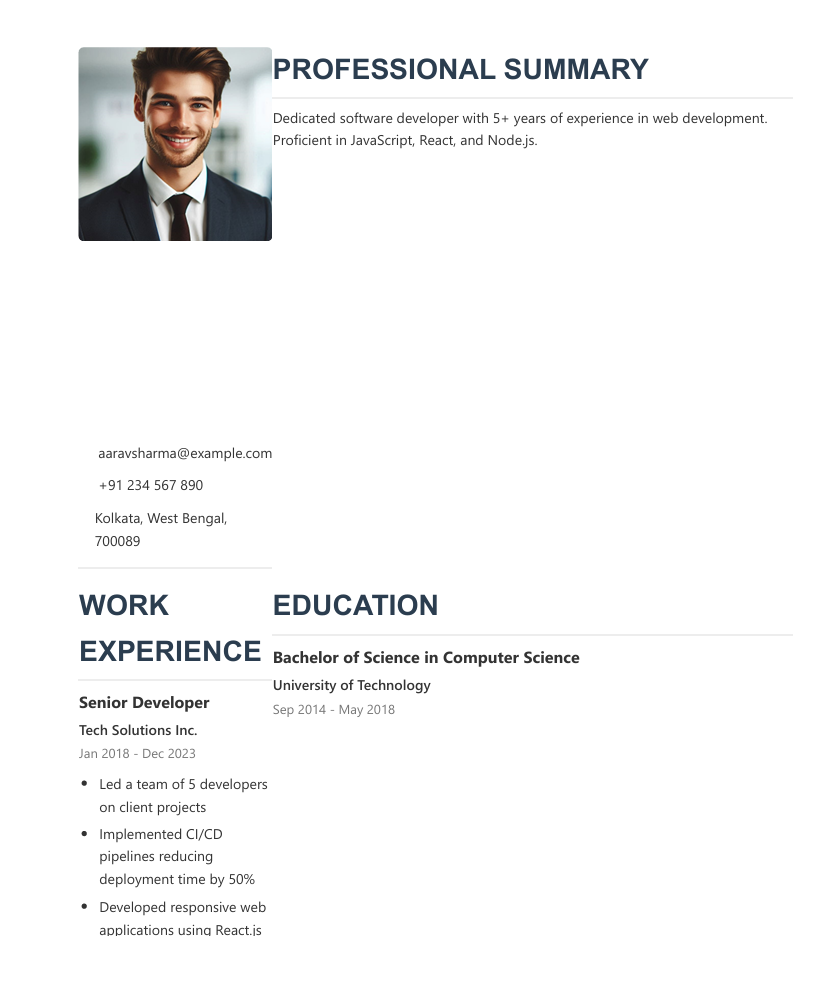Photo CV Template